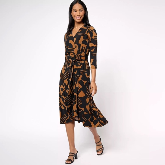 Susan Graver Dresses & Skirts - Susan Graver Black and Brown Midi Dress